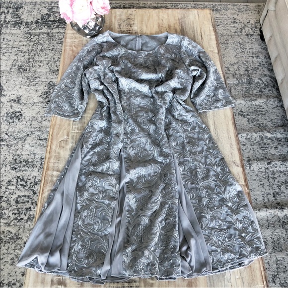 alex evenings silver dress